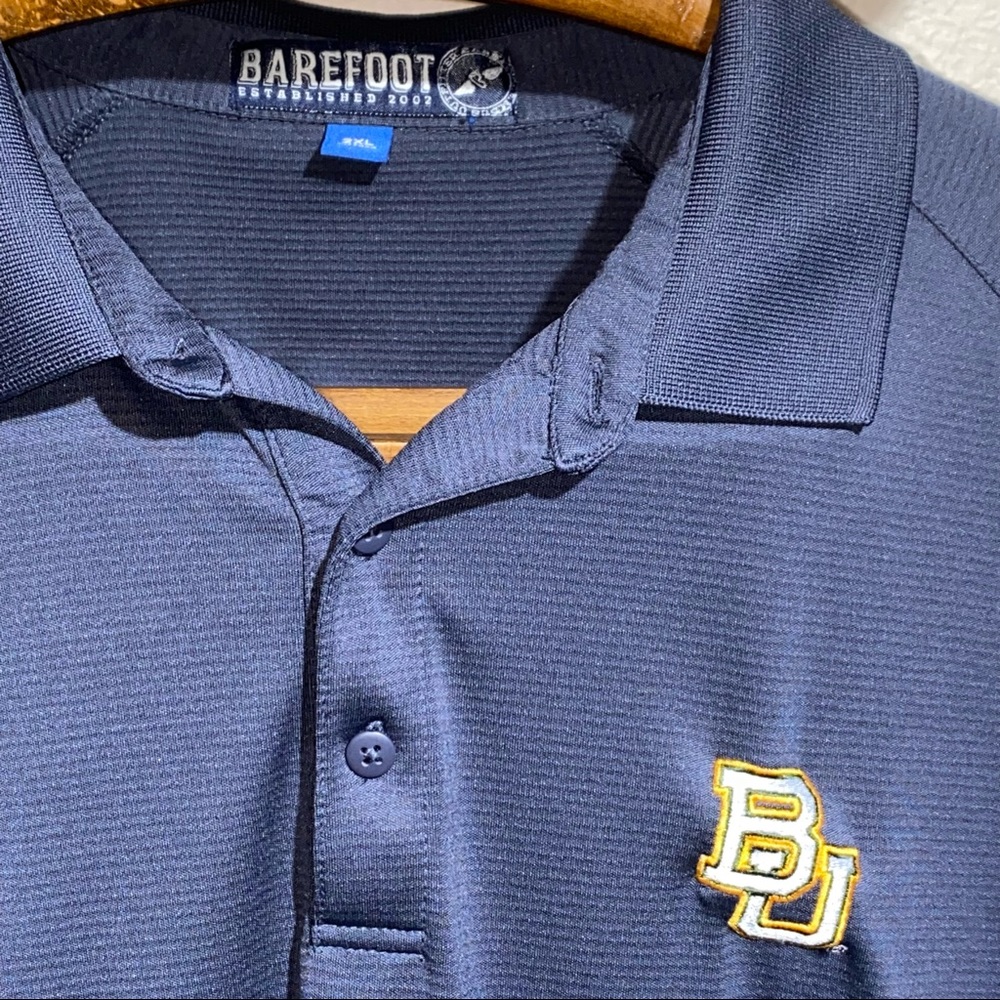 Baylor Polo Dark Gray Ribbed Shirt Size XXL Barefoot Golf Bears Embroidered Logo